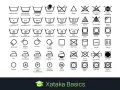 Iconos de cuidado de ropa sintética para lavadora y plancha.