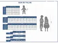 Guía de tallas con siluetas de niños y tablas. Busca la talla niño 6 años en la sección "Niña" o "Niño".