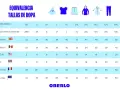 Tabla de equivalencia de tallas de ropa: de 9 americano a europeo. Muestra tallas asiáticas, estándar, de España, México, EEUU, RU, Francia y Europa.