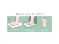 Guía para la correspondencia de tallas de zapatos: dibuja silueta, mide largo y ancho del pie.
