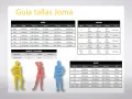 Guía de tallas Joma para niño de 8 años: altura 118-128cm, pecho 62-66cm, cintura 58-60cm, cadera 66-68cm.