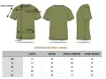 Tabla de medidas para camisetas oversize. Una talla 9 1/2 en Europa podría corresponder a una M o L según estas medidas.