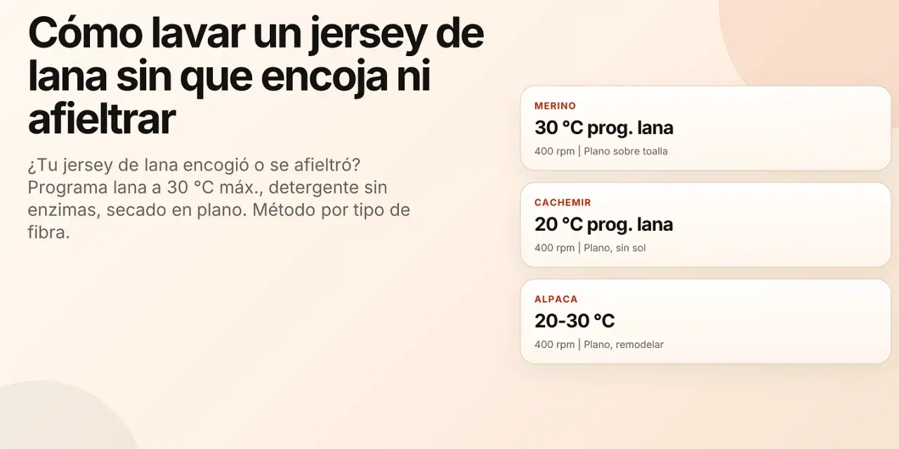 Guía para lavar jerséis de lana: se puede centrifugar la lana en la lavadora a 400 rpm, con programa de lana y a baja temperatura.