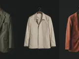 Tres chaquetas de lino en tonos verde, beige y terracota, un ejemplo de slow fashion atemporal y de calidad.