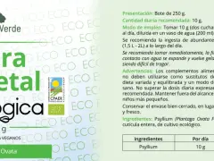 Bote de fibra vegetal ecológica de Plantago Ovata (psyllium), 250g. Ideal para el tránsito intestinal.
