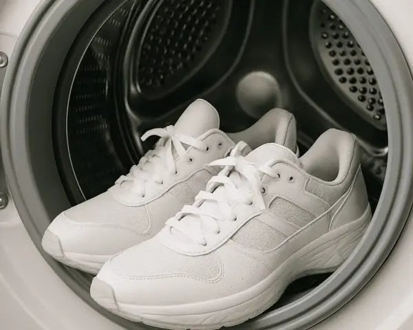 Zapatillas blancas listas para lavar en lavadora. Descubre a qué temperatura lavar zapatillas para que queden como nuevas.