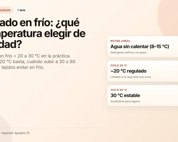 Guía sobre el lavado en frío: temperaturas ideales (20-30°C), cuándo subirla y tejidos a evitar.