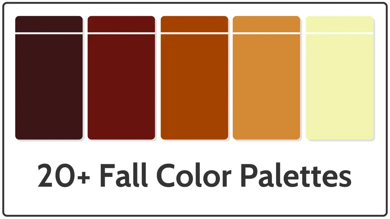 Cinco rectángulos con degradados de colores otoñales: marrón oscuro, burdeos, naranja quemado, ocre y amarillo pálido.