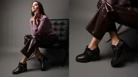 Outfits: mujer con botines negros y pantalones de efecto piel. Un look moderno para lucir botines con vaqueros.